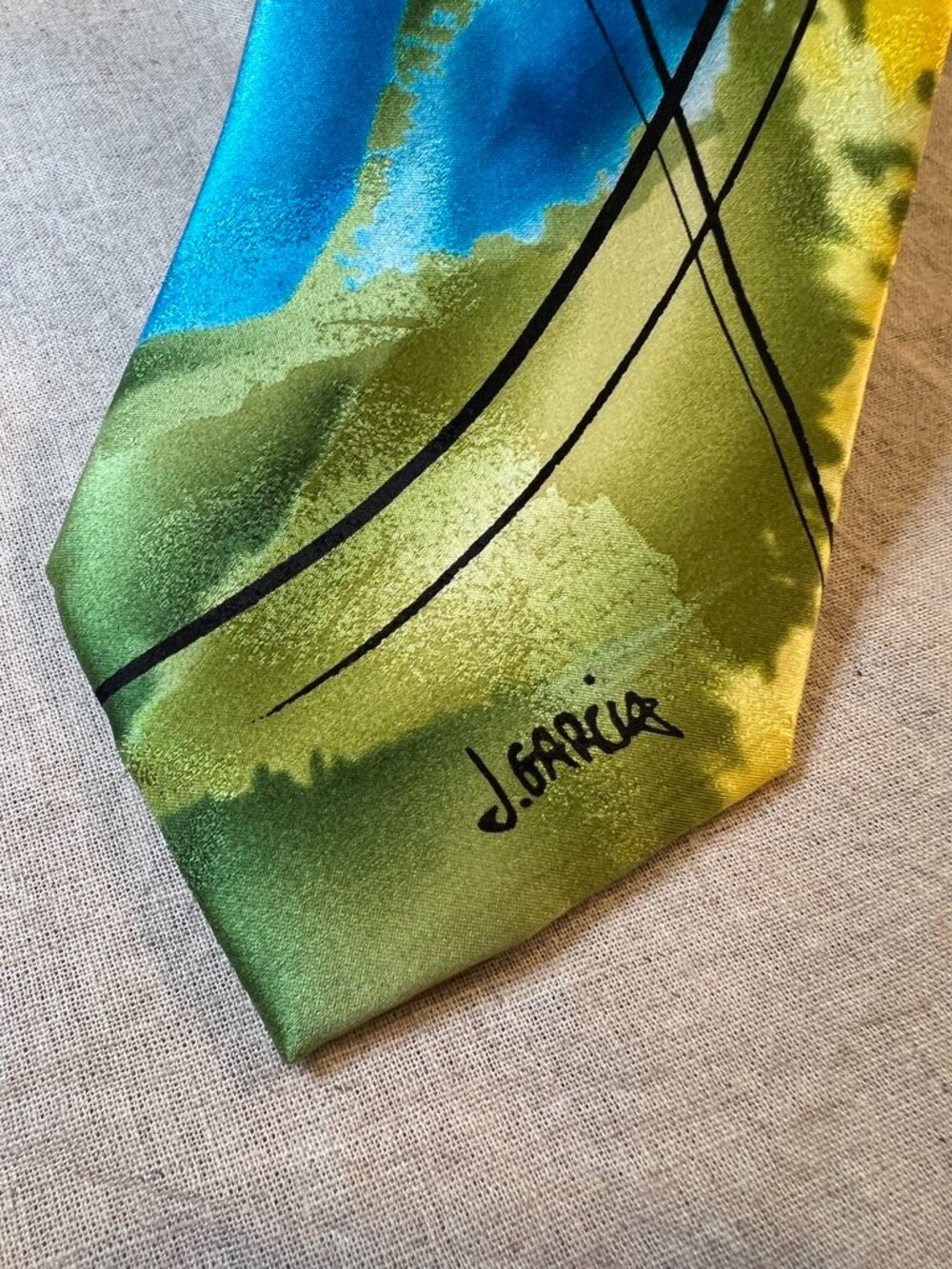 Jerry Garcia Blue Mountain Artist Proof No 5 Silk Tie Abstract Grateful Dead - Picture 2 of 6